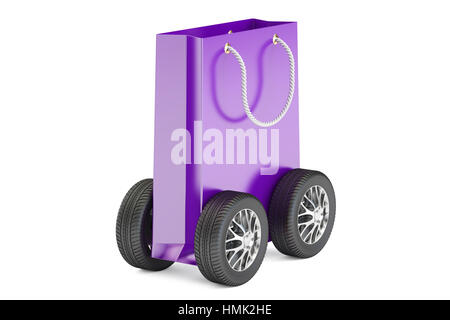 Panier à roulettes, concept de livraison. Le rendu 3D isolé sur fond blanc Banque D'Images