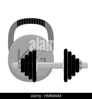 L'haltérophilie. Haltère et Kettlebell. L'équipement et la formation d'entraînement de musculation. Vector illustration Banque D'Images