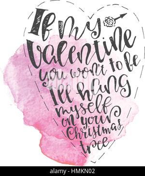 Vector Handdrawn diy doodle illustration de coeur rempli de lettres. "Si ma Valentine vous n'aurez pas à être je vais me pendre sur votre arbre de Noël'. Illustration de Vecteur