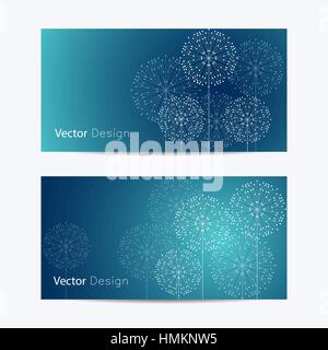 Ensemble de bannières horizontales. Résumé Contexte géométrique avec des lignes et points en forme de fleurs. Vector illustration. Illustration de Vecteur