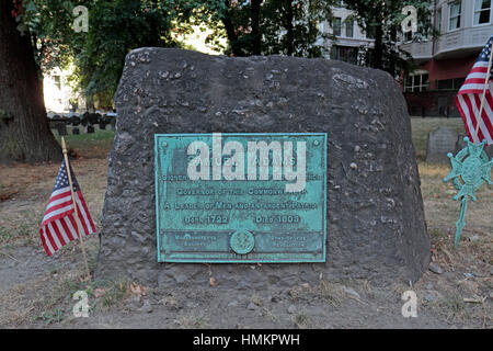 Tombe de Samuel Adams, signataire de la Déclaration d'indépendance, de vieux grenier Cimetière, Boston, Massachusetts, United States. Banque D'Images