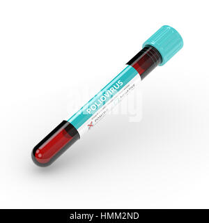 Le rendu 3D de poliovirus test tube échantillon de sang isolated over white background Banque D'Images