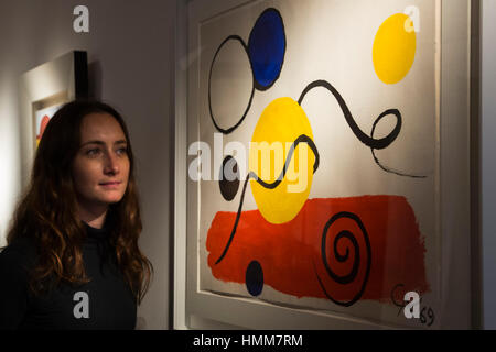 Londres, Royaume-Uni. 17 janvier 2017. Alexander Calder, Untitled, 1969. Mayoral présente une exposition inspirée par le pavillon espagnol à l'Exposition de Paris 1937 Internationaledes Arts et Techniques dans la vie moderne, pour commémorer les 80 ans depuis son inauguration. Le pavillon d'origine a marqué un moment crucial pendant la guerre civile espagnole (1936-1939), avec la République espagnole de l'utiliser comme plate-forme pour montrer au reste du monde les atrocités qui ont eu lieu en Espagne. L'exposition est présentée du 18 janvier au 10 février 2017 au Mayoral galerie dans St James's. Banque D'Images