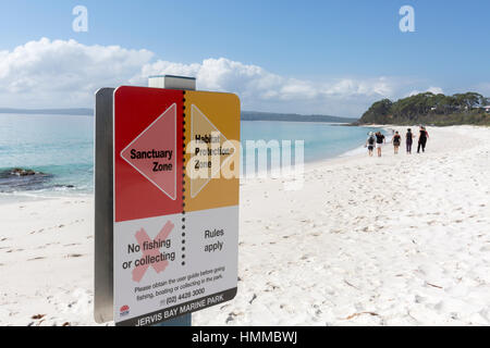 Zone de protection de l'habitat sur Chinamans beach à Jervis Bay Marine Park, New South Wales, Australie Banque D'Images