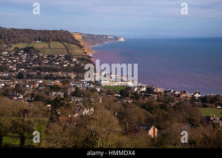 La ville de Sidmouth. Avis de Sidmouth, Devon, à partir de la colline de pointe. Banque D'Images
