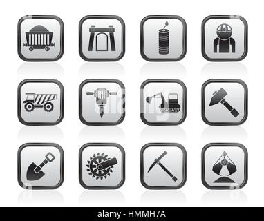 Les objets de l'industrie des mines et des carrières et des icônes Illustration de Vecteur
