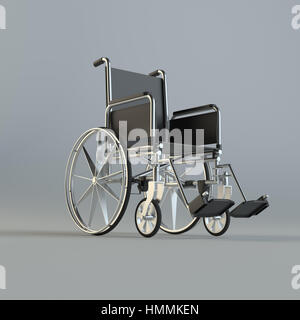 Fauteuil roulant à fond studio gris Banque D'Images