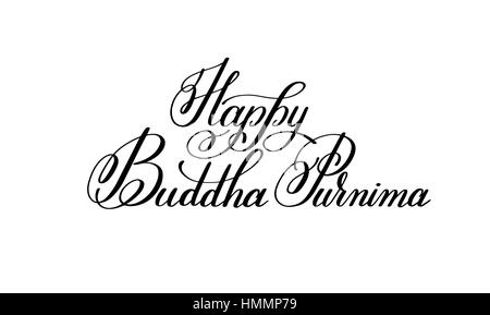 Happy Buddha Purnima lettrage à la main à l'inscription du printemps indien maison de célébrer le 10 mai, vecteur de calligraphie illustration isolé sur blanc b Illustration de Vecteur