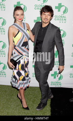 Miranda Kerr et Orlando Bloom assister à Global Green USA's 10th Annual Pre-Oscar Party à l'Avalon le 20 février 2013 à Hollywood, Californie. Photo par Francis Specker Banque D'Images