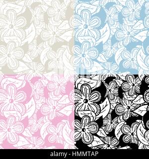 Hand Drawn Seamless Floral Pattern Set Illustration de Vecteur