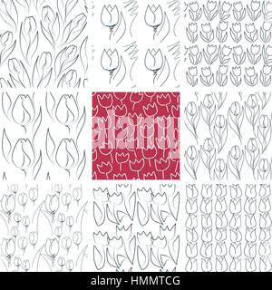 Les modèles sans couture tulipes Set Illustration de Vecteur