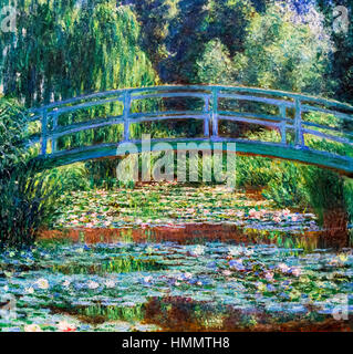 Monet. Peinture intitulée «la passerelle japonaise et la piscine de nénuphars, Giverny» par Claude Monet, huile sur toile, 1899. Banque D'Images