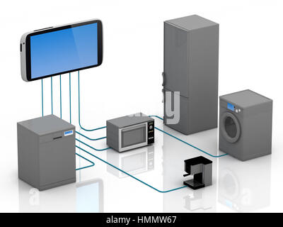 Internet des Objets - Appareils ménagers Concept smartphone connecté à Banque D'Images