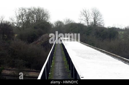 Aqueduc Edstone en hiver, Stratford-upon-Avon Canal, Great Alne, Warwickshire, UK Banque D'Images