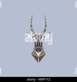 Signe vecteur résumé chef de Waterbuck africains. Basse design géométrique poly. Illustration de Vecteur