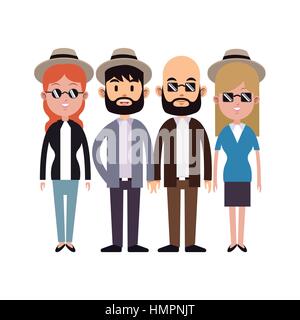 Les gens du groupe lunettes de hipster hat beard Illustration de Vecteur