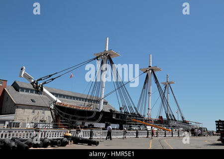 L'USS Constitution, Boston National Historical Park, Charlestown Navy Yard, Boston, Massachusetts, United States. Banque D'Images