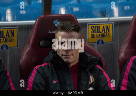 Madrid, Espagne. Le 04 février, 2017. Kevin Gameiro dans le dock. Wons de l'Atlético de Madrid 2 à 0 dans le Derby de Madrid du Sud sur C.D. Leganes, deux buts de Fernando Torres. Credit : Jorge Gonzalez/Pacific Press/Alamy Live News Banque D'Images