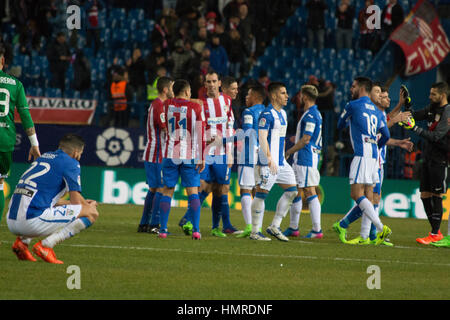 Madrid, Espagne. Le 04 février, 2017. Après le match. Wons de l'Atlético de Madrid 2 à 0 dans le Derby de Madrid du Sud sur C.D. Leganes, deux buts de Fernando Torres. Credit : Jorge Gonzalez/Pacific Press/Alamy Live News Banque D'Images