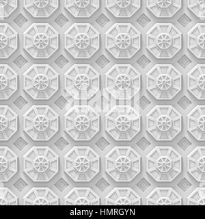 Arrière-plan blanc tech avec des formes en fonction de l'octogone (seamless texture) Banque D'Images