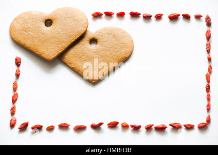 Coeur de la Saint-Valentin avec gingerbread avec l'espace d'inscription Banque D'Images