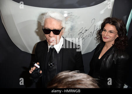 Berlin, Allemagne. 3, 2015. 03 février 2015 - Berlin, Allemagne - Karl Lagerfeld assiste à la "Corsa Karl und Choupette' Vernissage. Crédit photo : Timm/face à face/AdMedia/AdMedia Crédit : Timm/ZUMA/Alamy Fil Live News Banque D'Images