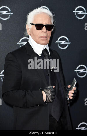 Berlin, Allemagne. 3, 2015. 03 février 2015 - Berlin, Allemagne - Karl Lagerfeld assiste à la "Corsa Karl und Choupette' Vernissage. Crédit photo : Timm/face à face/AdMedia/AdMedia Crédit : Timm/ZUMA/Alamy Fil Live News Banque D'Images