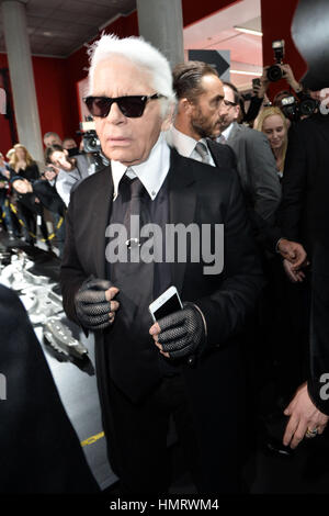 Berlin, Allemagne. 3, 2015. 03 février 2015 - Berlin, Allemagne - Karl Lagerfeld assiste à la "Corsa Karl und Choupette' Vernissage. Crédit photo : Timm/face à face/AdMedia/AdMedia Crédit : Timm/ZUMA/Alamy Fil Live News Banque D'Images