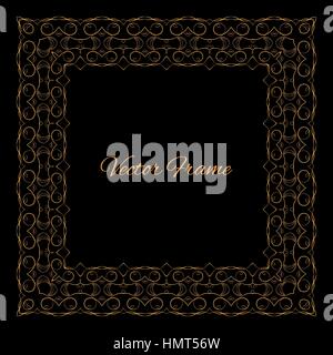 Vintage élégant châssis avec place pour le texte. Golden. Noir. Cadre créatif. Vector illustration Illustration de Vecteur