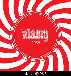 Vortex tourbillonnants. arrière-plan radial Rayures rouges et blanches tourbillonnant autour de la tour macaron vierge dans le centre de la place. Vector illustration en EPS8 fo Illustration de Vecteur
