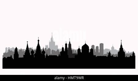 Les bâtiments de la ville de Moscou en Russie. silhouette. paysage urbain paysage urbain de Moscou avec repères. billet russie contexte Illustration de Vecteur