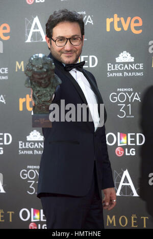 Madrid, Espagne. Le 04 février, 2017. Carlos Santos à la 31e remise des Prix GOYA 2017/Premios Goya 2017 dans l'Auditorium Marriott Hotel. Madrid, 04.02.2017 | Conditions de crédit dans le monde entier : dpa/Alamy Live News Banque D'Images