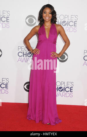 Los Angeles, CALIFORNIE, États-Unis. 7 janvier 2015. 7 janvier 2015 - Los Angeles, Californie - Gabrielle Union. People's Choice Awards 2015 - arrivées au Nokia Theatre LA Live. Crédit photo : Byron Purvis/AdMedia crédit : Byron Purvis/AdMedia/Alamy Live News Banque D'Images