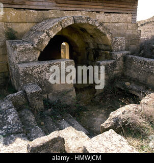 Époque Romaine. Villa Fortunatus. Villa rurale, dédié à la production agricole. 2e-4e siècle. Ruines. L'Aragon. L'Espagne. Banque D'Images