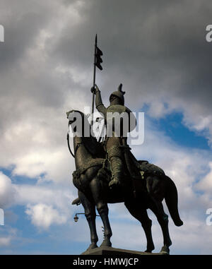 Statue équestre de Vimara Peres (mort, 873). Noble le royaume des Asturies et premier comte de Portugal. Porto. Le Portugal. Banque D'Images