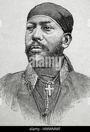 Ménélik II (1844-1913). Negus du Choa (1866-89) et l'empereur d'Éthiopie de 1889 à sa mort. Portrait. La gravure. 'La Ilustracion Artistica', 1896. Banque D'Images