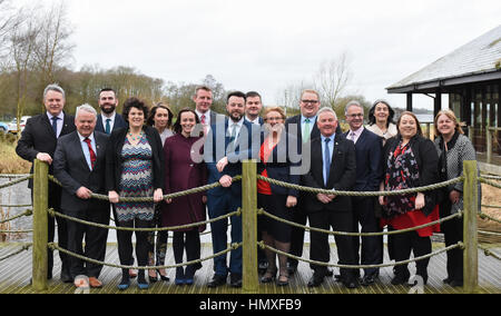 County Armagh, en Irlande. Feb 6, 2017. Les candidats aux élections de l'Assemblée SDLP photocall après les parties Lancement de campagne à Oxford County Armagh, de l'île. Credit : Mark Winter/Alamy Live News Banque D'Images