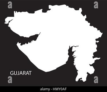 Gujarat Inde Site silhouette inversé noir Illustration de Vecteur