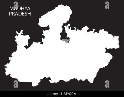 Le Madhya Pradesh Inde Site silhouette inversé noir Illustration de Vecteur