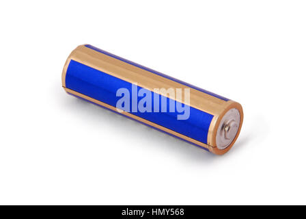 Batterie rechargeable bleu isolé sur un fond blanc. Chemin de coupure à l'intérieur. Banque D'Images