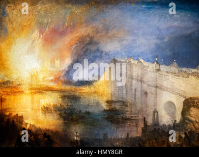 JMW Turner, l'incendie de la Maison du Parlement, 16 octobre 1834, huile sur toile, c.1834/5 Banque D'Images