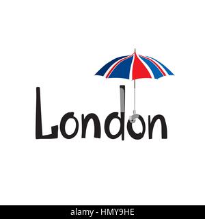 Londres part lettrage. british jack flag parapluie de couleur Illustration de Vecteur