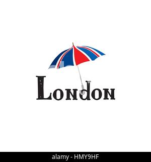 Londres part lettrage. british jack flag parapluie de couleur Illustration de Vecteur