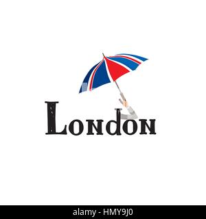 Londres part lettrage. british jack flag parapluie de couleur Illustration de Vecteur