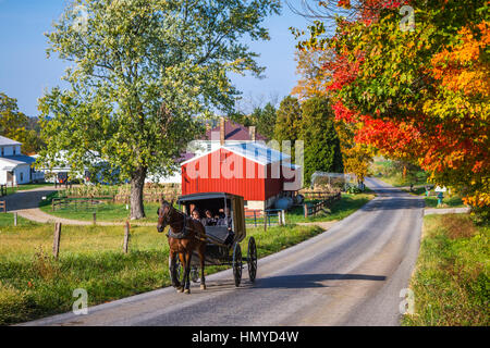 Un grand Amish farm home à Cheval et buggy, près de Berlin, dans l'Ohio, aux États-Unis. Banque D'Images