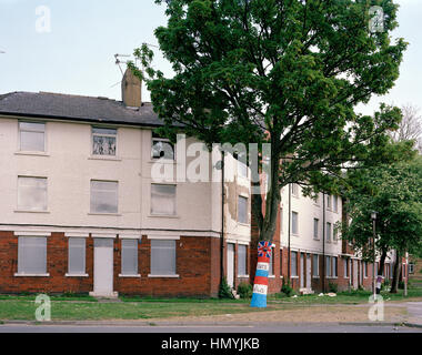 Logement du Conseil au cours de mariage du Prince William et Catherine Middleton. Longlands, Bradford City Centre, West Yorkshire, Angleterre. 29 avril 2011. Banque D'Images