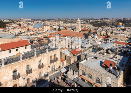 Des toits de la vieille ville de Jérusalem, Israël. Banque D'Images