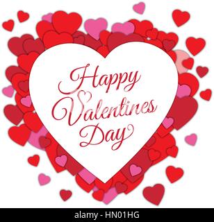 Happy Valentine s day Résumé Contexte romantique avec des coeurs en papier et couper du texte dans le cadre du coeur isolé sur fond blanc. Illustration de Vecteur