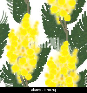 Printemps transparente avec motif Branche de Mimosa. Illustration de Vecteur