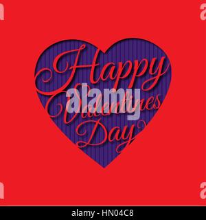 Happy Valentine s day Résumé Contexte romantique avec félicitations coupé en forme de coeur sur fond rouge. Illustration de Vecteur